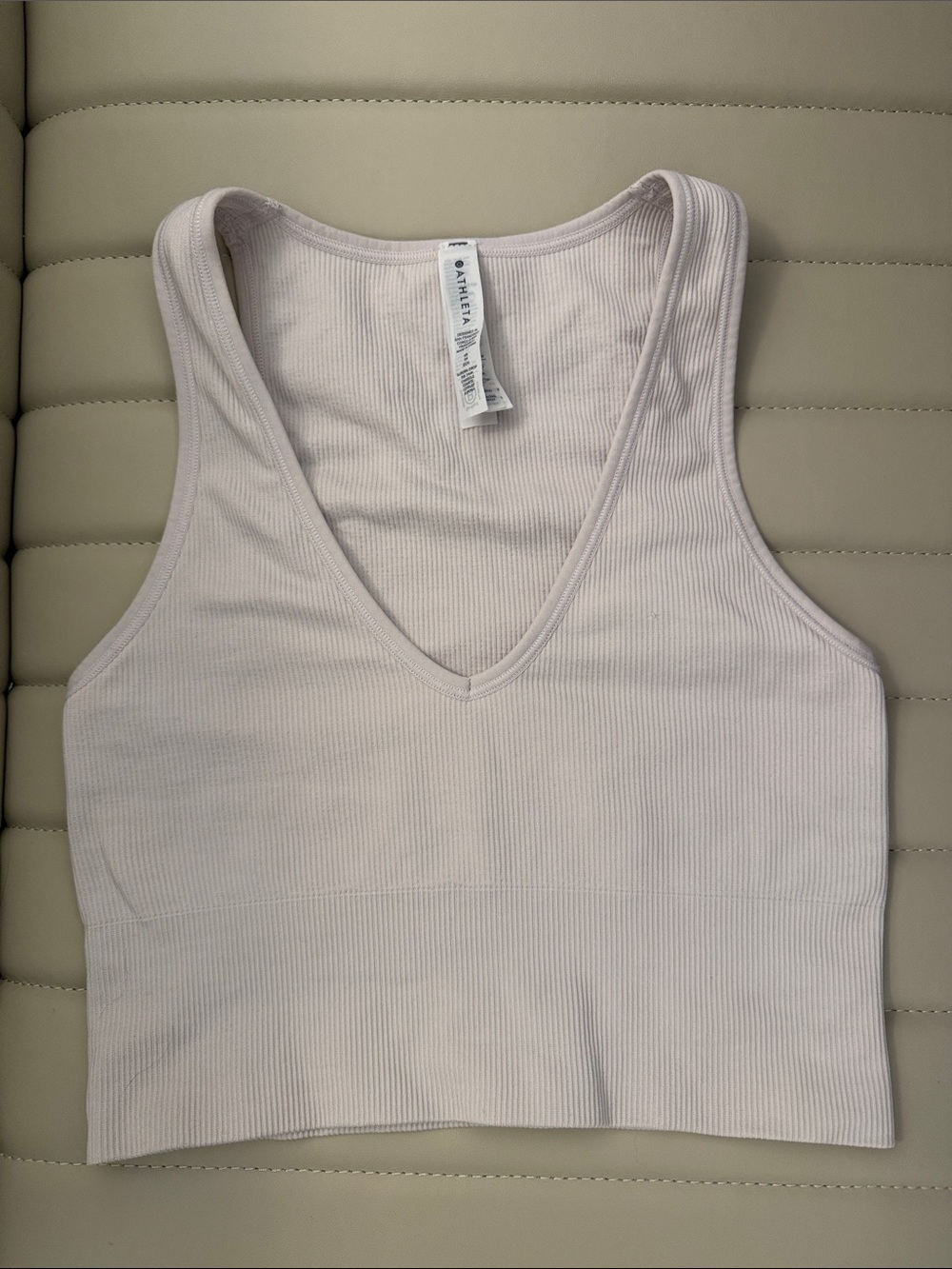Athleta Ribbed V-Neck Tank Top - Light Beige
